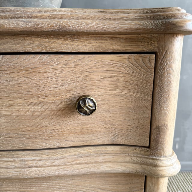 Brown Louis XVI Style White Oak Nightstand 2 Drawers For Sale - Image 8 of 12