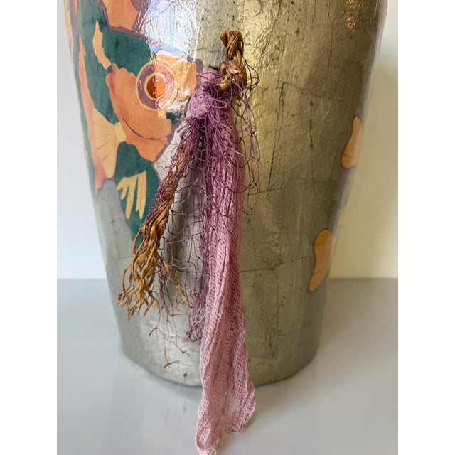 Mid-Century Modern 1980’s Vintage “Sea Jewel Ii” Handmade and Hand-Painted Papier Mâché Vase, Signed For Sale - Image 3 of 12