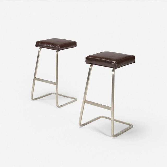 Modern Mid Century Style Bar Stools - a Pair For Sale - Image 4 of 5