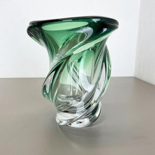 Crystal Wave Glass Vase from Val Saint Lambert, Belgium, 1960s For Sale - Image 6 of 18