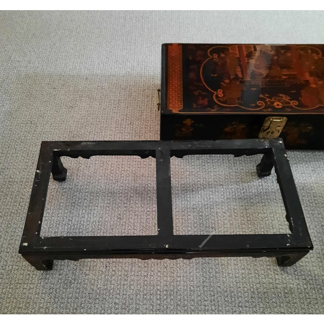 Late 20th Century Vintage Chinese Black Laquered Chest . For Sale - Image 5 of 7