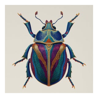16' X 16' Contemporary Hollywood Glam Luxury Blue Beetle Original Printed /Jewelry For Sale