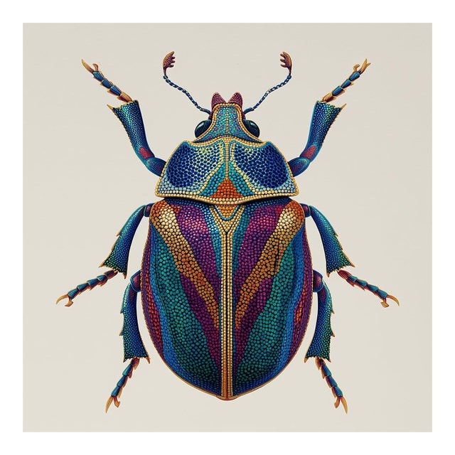 16' X 16' Contemporary Hollywood Glam Luxury Blue Beetle Original Printed /Jewelry For Sale