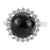 Antique Style Black Star Statement Ring With Sparkling Halo Zircons Size 8 For Sale