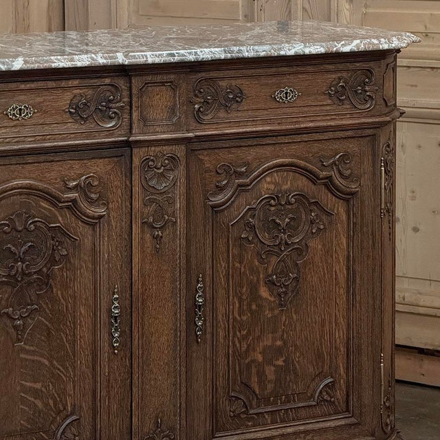 19th Century Belgian Liégeoise Oak Buffet With Saint-Remy Marble Top For Sale In Dallas - Image 6 of 18