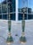 Pair of tall Italian green marble column table lamps with bronze mounts, origin Japan, circa 1940s.