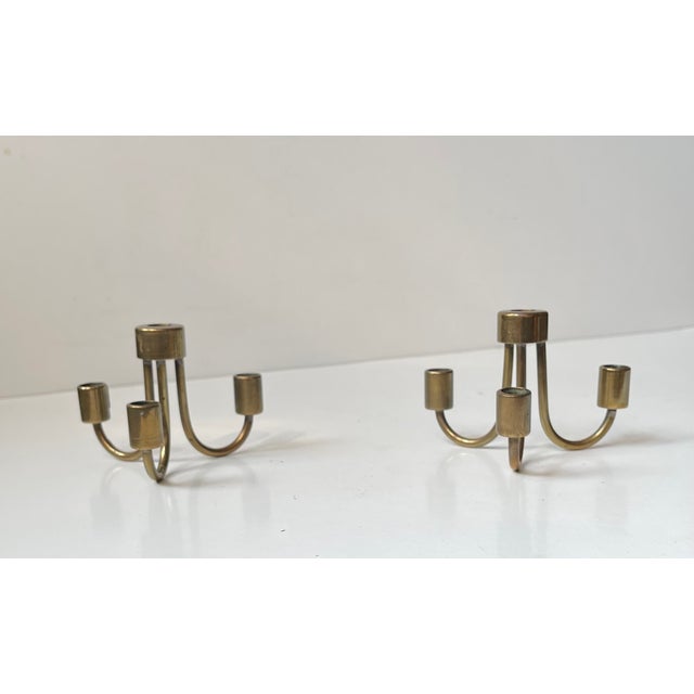 Mid-Century Modern Small Danish Candleholders in Brass, 1960s, Set of 2 For Sale - Image 3 of 8