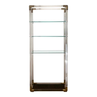 Mid Century Charles Hollis Jones Style Lucite and Brass Etagere For Sale