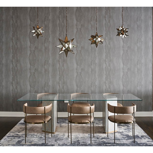 Worlds Away Matthew Izzo Home 15" Antique Mirror Moravian Star Pendant Light With Oxidized Metal Trim For Sale - Image 4 of 4