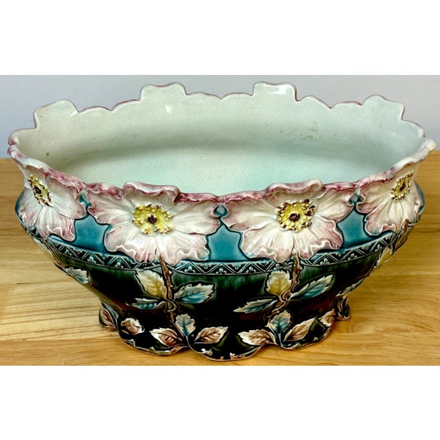 A Stunning French Art Nouveau Majolica Floral Centerpiece by Fives-Lille For Sale - Image 9 of 11