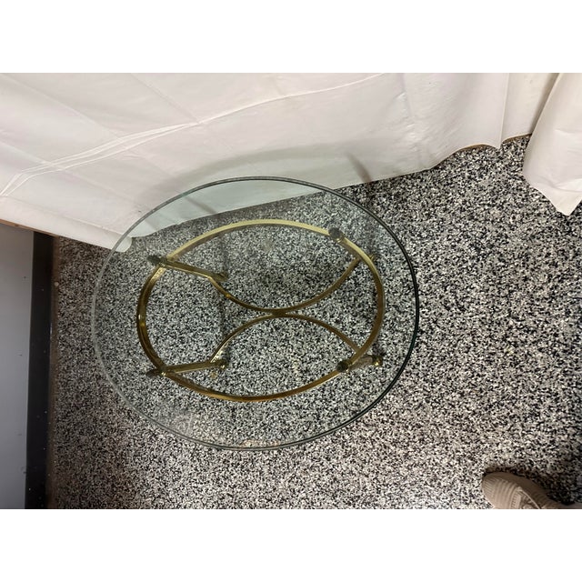 Metal La Barge Hollywood Regency Brass Oval Coffee Table For Sale - Image 7 of 8