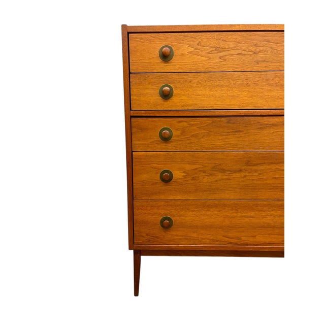 Wood Vintage Mid Century Modern 5 Drawer Dresser Attributed to John Van Koert for Drexel For Sale - Image 7 of 10