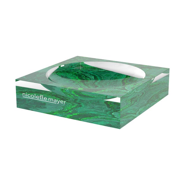 Agate Malachite Acrylic Candy Catchall Dish, Small For Sale - Image 4 of 14