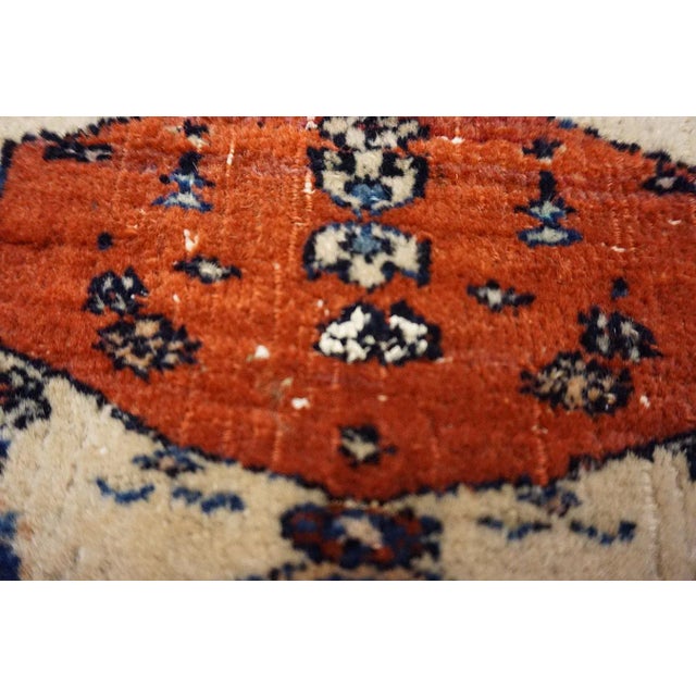 Textile 1890s White Abstract Geometric Tribal Antique Nw Persian Rug 1'8" X 1'10" Knotted Wool Carpet For Sale - Image 7 of 9