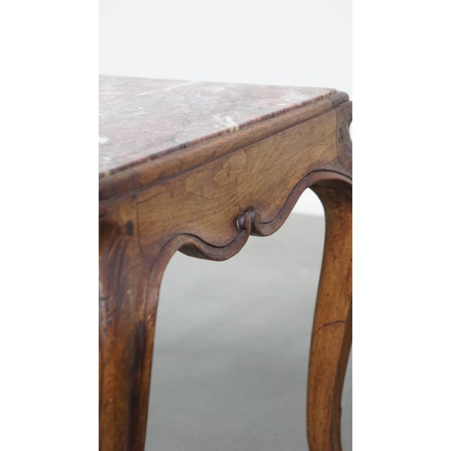 Antique French Square Side Table with Wooden Frame and Marble Top, 1800s For Sale - Image 9 of 12