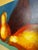 Textile Expressionism Still Life “Pears” Original Oil Painting on Canvas - Unsigned Unknown Artist For Sale - Image 7 of 10