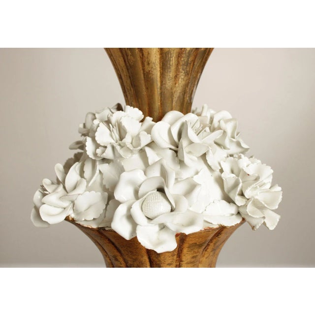 Italian Hollywood Regency Ceramic Floral Table Lamp For Sale - Image 9 of 12