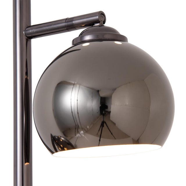 Mid-Century Modern 1970s Nova of California Triplet 3-Light Nickel Floor Lamp - 61" Mid-Century Modern, Black Nickel Steel, Foot Slide Dimmer For Sale - Image 3 of 5