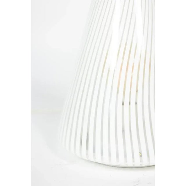 Conical Murano Glass Lamp with White Stripes, 1970s For Sale - Image 4 of 8
