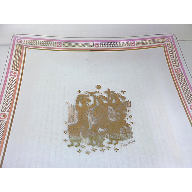 Mid-Century Modern 1950s Georges Briard Bent Glass Olympia Serving Dishes W. Gold & Pink Decor 1958 For Sale - Image 3 of 12