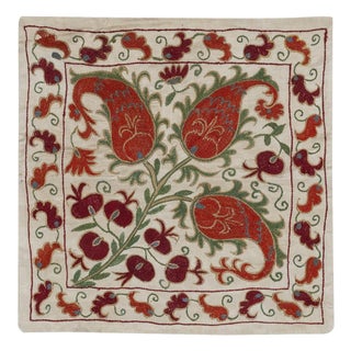 18"x19" 100% Silk Cushion Cover. Hand-Embroidered Pillowcase. Luxury Lace Pillow For Sale