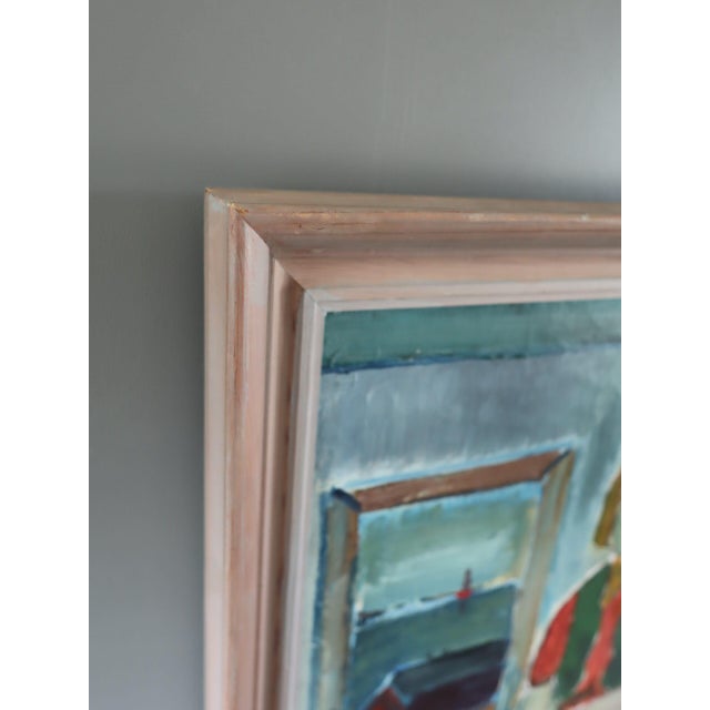 Mid-Century Modern 'The Reader's Pause' Vintage Swedish Original Figurative Oil Painting, Framed For Sale - Image 6 of 12