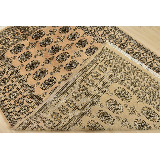 Bokhara Rug 5’1” X 7’10” Beige Wool Tribal Hand-Knotted Oriental Carpet For Sale - Image 11 of 12