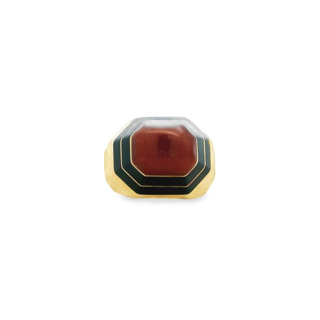 Modern David Webb Carnelian & Enamel Ring, 18k Gold, 1970s, Size 6.5 For Sale - Image 3 of 13