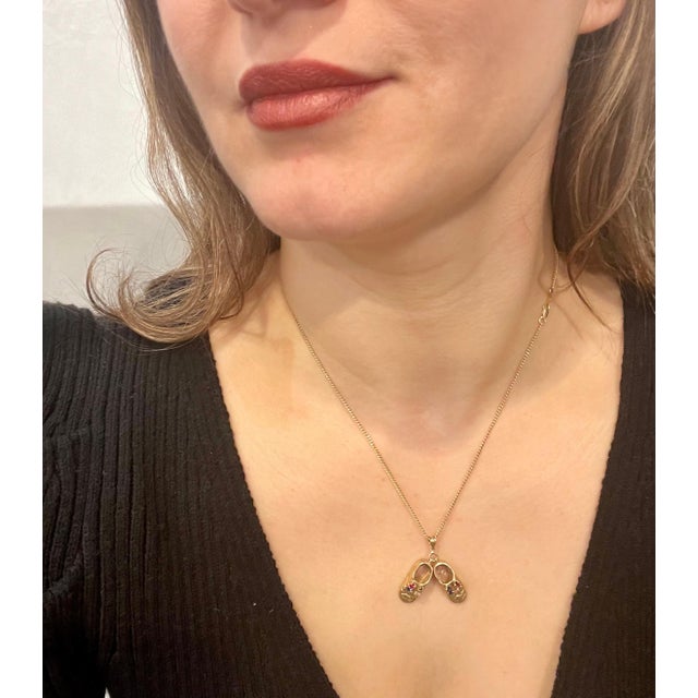 Pair of Shoe Charms with Precious Stone Pendant Necklace and Yellow Gold Chain For Sale - Image 12 of 18