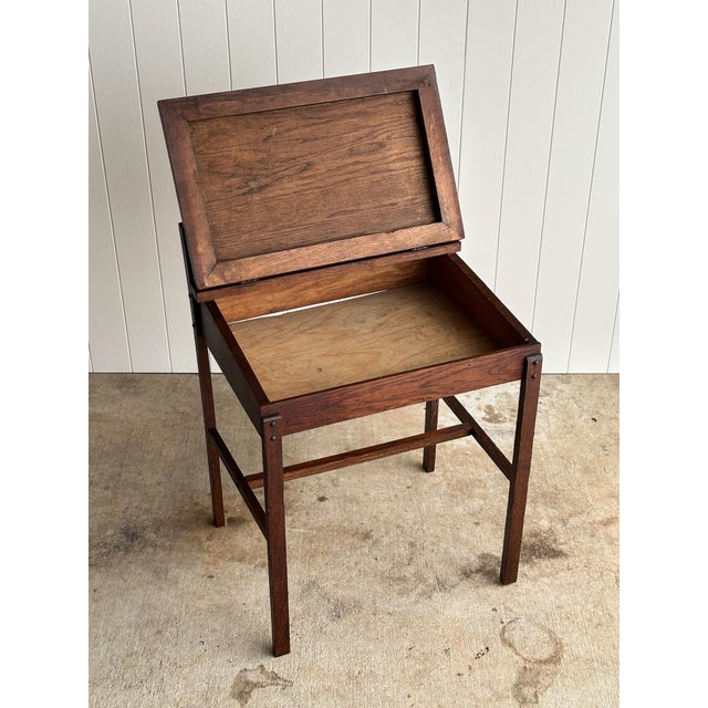 Antique 19th Century Oak Schoolhouse Writing Desk For Sale - Image 14 of 18