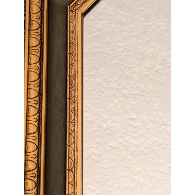 Mid-Century Modern Early 1970s Gold and Green Toned Wood Framed Wall Mirror For Sale In Santa Fe - Image 6 of 10