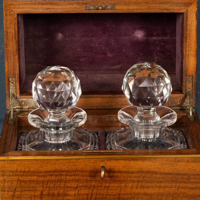 Antique Victorian Hobnail Cut Crystal Decanters in Original Case, 1880, Set of 3 For Sale - Image 15 of 18
