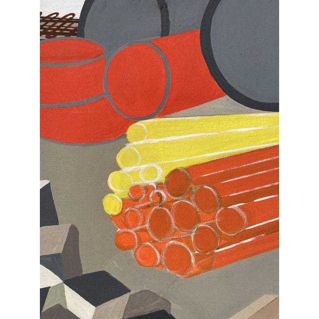 Abstract Construction Site, 1960s, Canvas Painting For Sale - Image 10 of 18