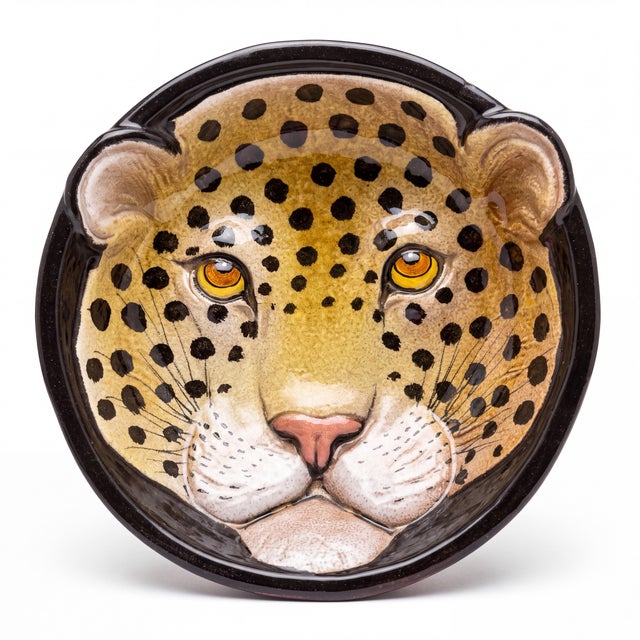 Mid-Century Hollywood Regency Italian Terracotta Leopard Plate Bowl For Sale In Atlanta - Image 6 of 6