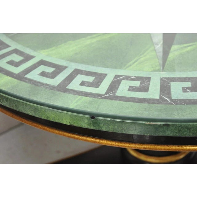 Green Late 20th Century Maitland Smith French Empire Green Greek Key Sunburst Round Dining Center Table For Sale - Image 8 of 12