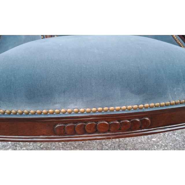Hancock & Moore Georgian Style Mahogany and Blue Velvet Upholstered Chair For Sale - Image 9 of 12