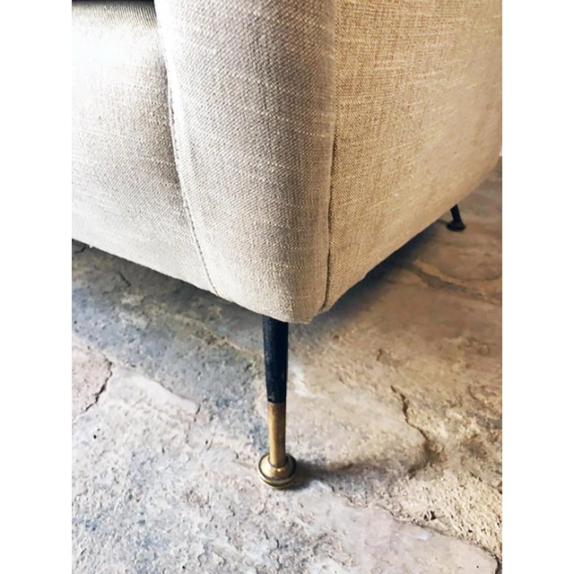 Vintage Italian Sofa with Padded Seats and Brass Legs, 1950s For Sale - Image 6 of 8