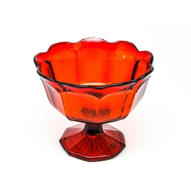 Art Deco Red Bowl on Stand from Huta Hortensja, Poland, 1950s, in Very Good conditions. Designed 1950 to 1959 This piece...
