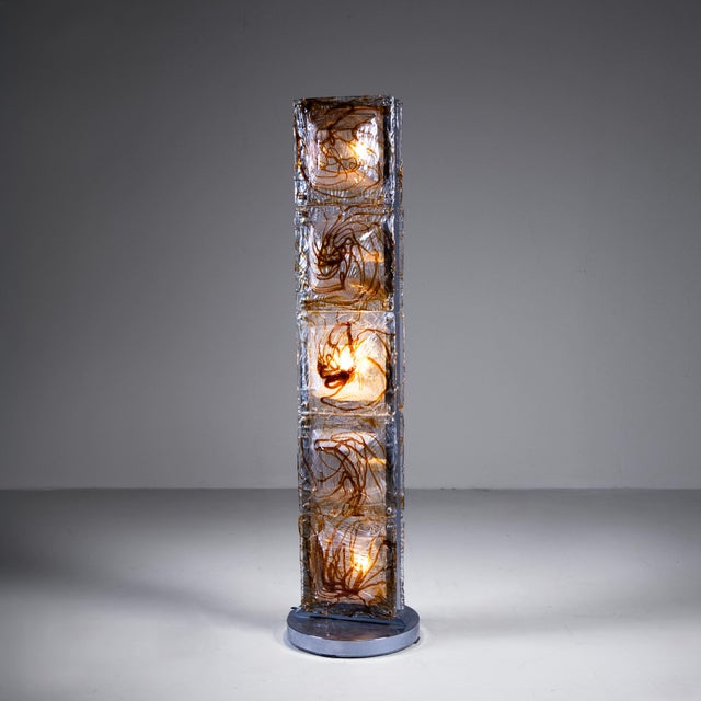 Floor Lamp in Steel and Murano Glass, 1970 For Sale - Image 9 of 9