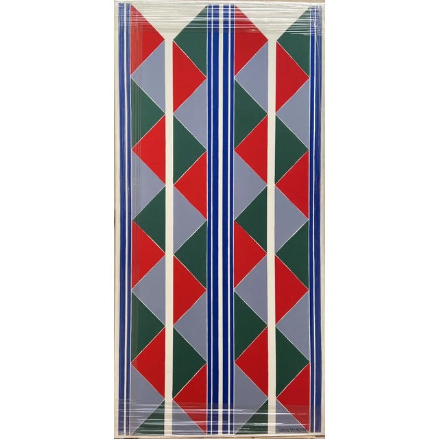 Sonia Delaunay, Harlequin Fabric, 1980s, Silkscreen Print on Canvas, Framed For Sale - Image 5 of 6