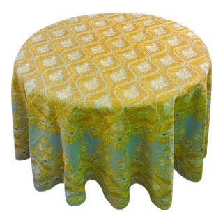 Mid 20th Century Round Ghabani Embroidered Tablecloth. For Sale