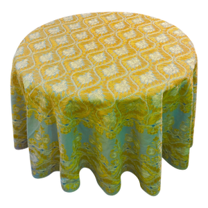 Mid 20th Century Round Ghabani Embroidered Tablecloth.