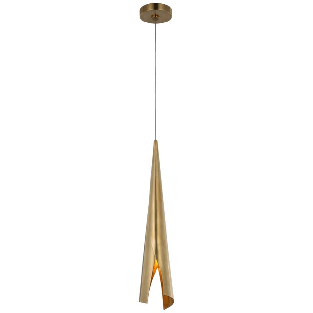 Piel Small Wrapped Pendant in Antique-Burnished Brass Designer: Kelly Wearstler Canopy: 4.5" Round Mounting: Cable Shade...