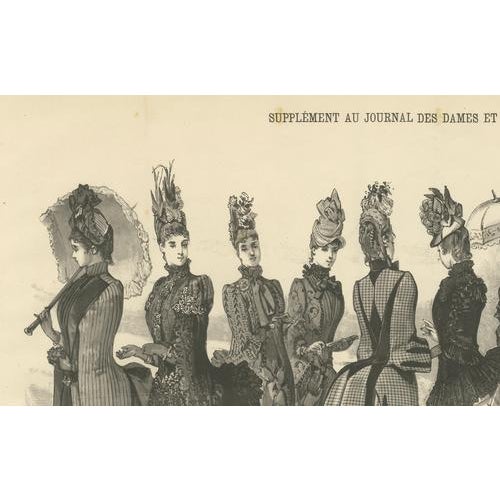 Journal des Dames et des Demoiselles, Panoramic Couture Study, 1887, Paper For Sale - Image 4 of 10