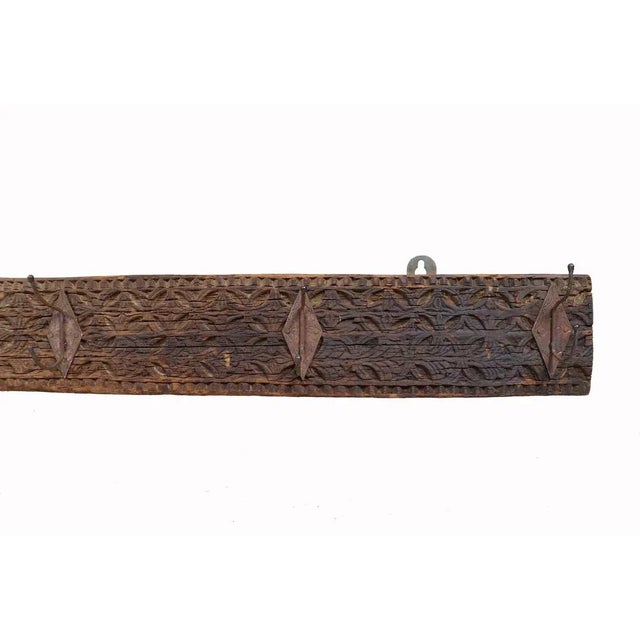 Antique Wood Handcarved Wall Coat Rack, 1890s For Sale - Image 5 of 13