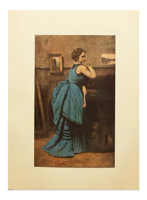 1940s After Camille Corot "The Woman in Blue" First Edition Swiss Offset Lithograph