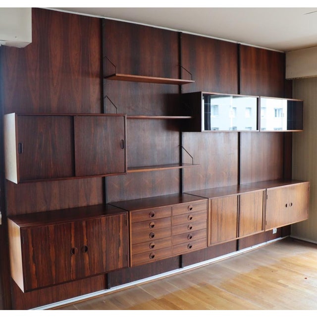 1960s Danish Modular Wall Bookcase in Rosewood, 1960s For Sale - Image 5 of 18
