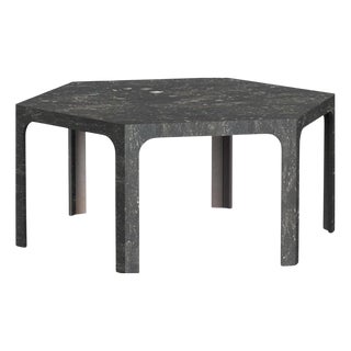 Sesto TSD Hexagonal Dining Table in Blu Belgio Marble by Bufalini Marmi For Sale