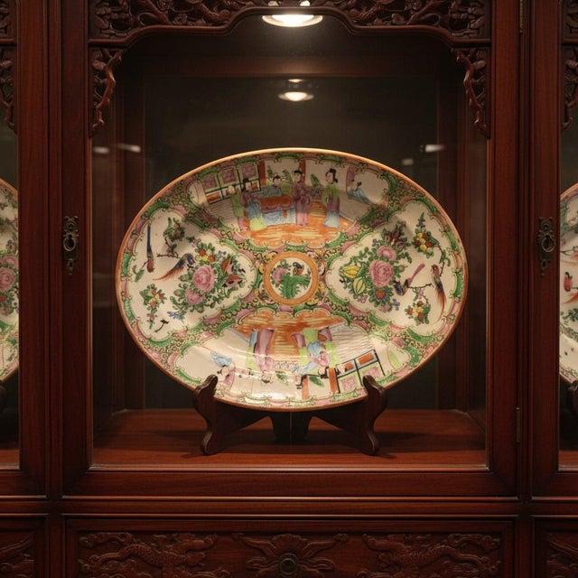 Antique Chinese Export Famille Rose Medallion Platter-C 1840-1860-Hand Painted For Sale - Image 10 of 11