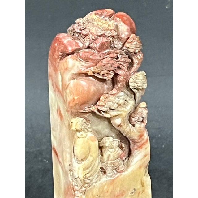 Chinese Chinese Art Carved Soapstone Seal Mountain Scenery Design For Sale - Image 3 of 11